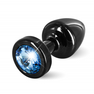 Diogol Anni Round 25mm - Anal Black Jewelry with Blue Crystal