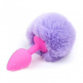 AfterDark Butt Plug with Pompon Pink/Purple Size S