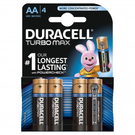 Battery Alkaline Duracell Turbo MAX AA Duralock 4 pack