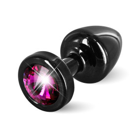 Diogol Anni Round 25mm - Anal Black Jewelry with Pink Crystal