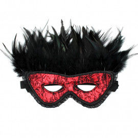 Rimba Satin Look Feather Mask Red