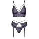 Cottelli Suspender Set Floral Lace 2214423 Black-Purple