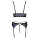 Cottelli Suspender Set Floral Lace 2214423 Black-Purple