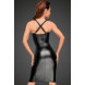 Noir Handmade F180 Powerwetlook Dress with Chequered Tape Inserts on The Waist and Bust